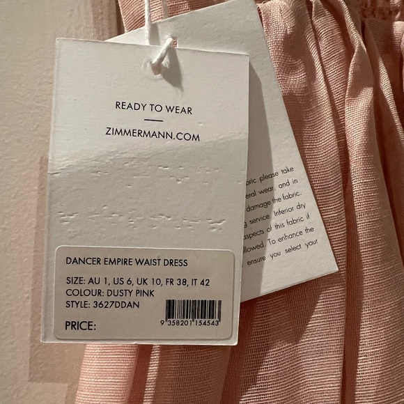NWT ZIMMERMANN Dancer Linen Silk midi dress sz1 - Picture 7 of 8